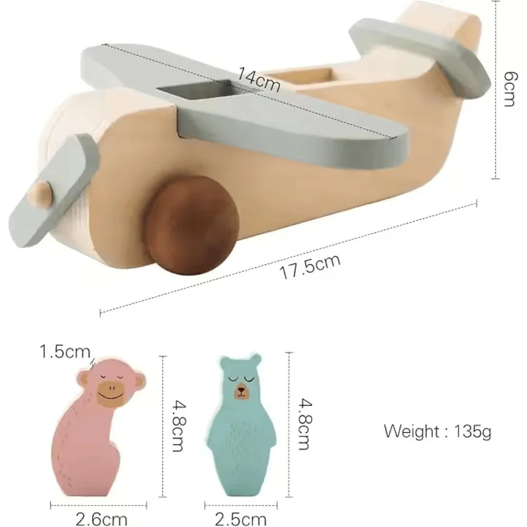 SkyCraft– Drewniana zabawka Montessori w kształcie samolotu dla dzieci w wieku 3+ lat – rozwija kreatywność i sprawność motoryczną