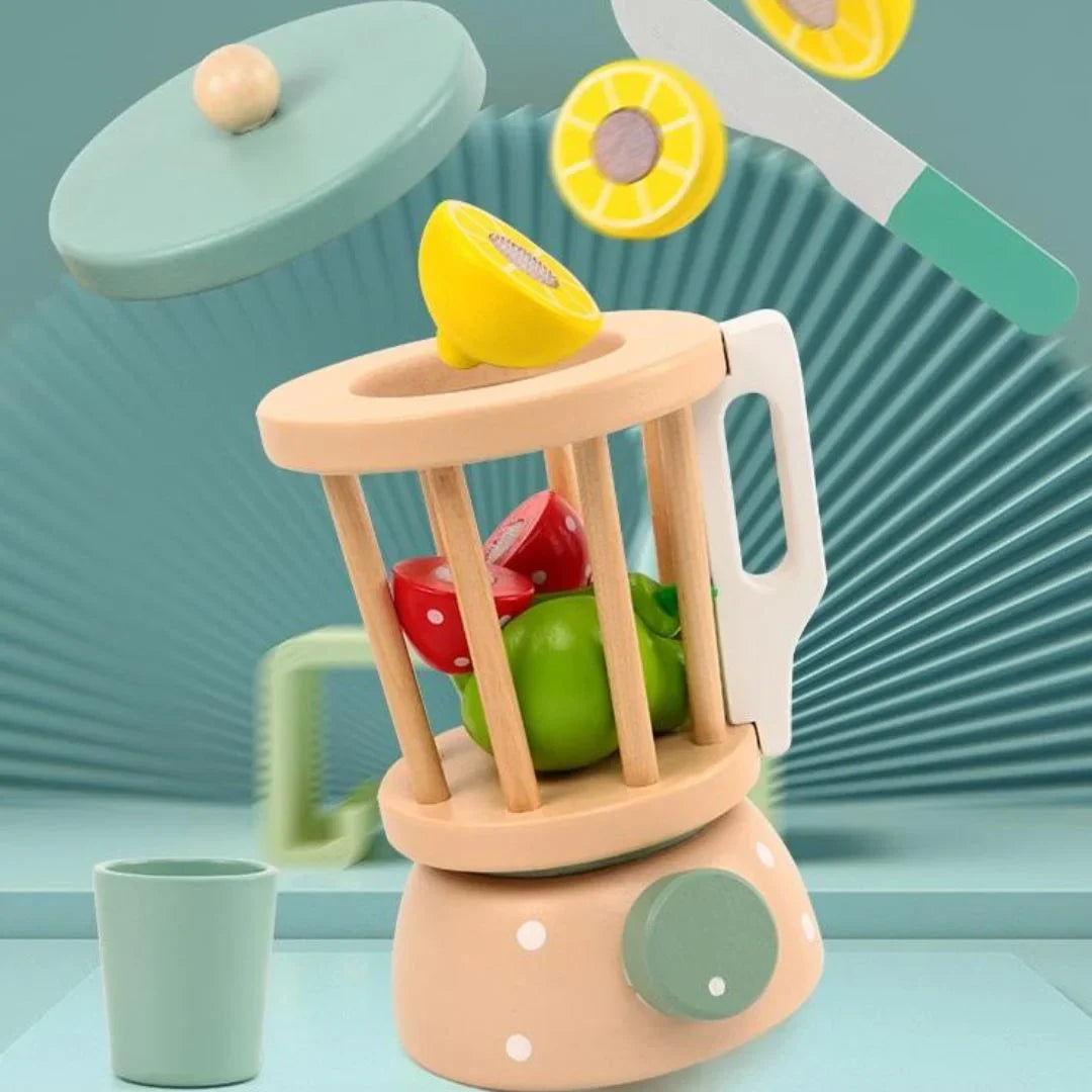 FruitWhirl – drewniana zabawka-blender Montessori dla dzieci w wieku 3+ lat – zachęca do zdrowej, kreatywnej zabawy