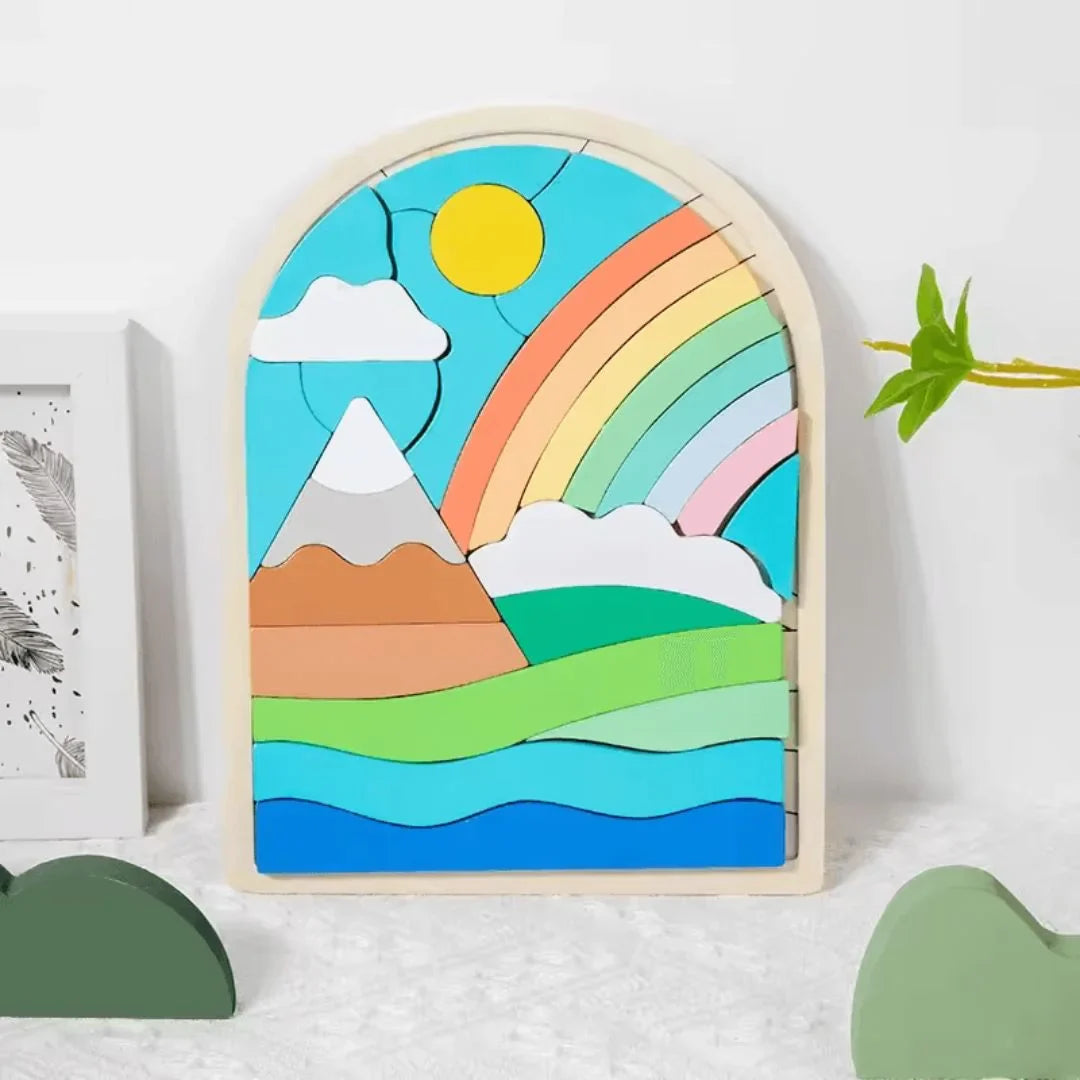 RainbowNets– Drewniane klocki-puzzle dla dzieci w wieku 3+ lat – rozwijają kreatywność