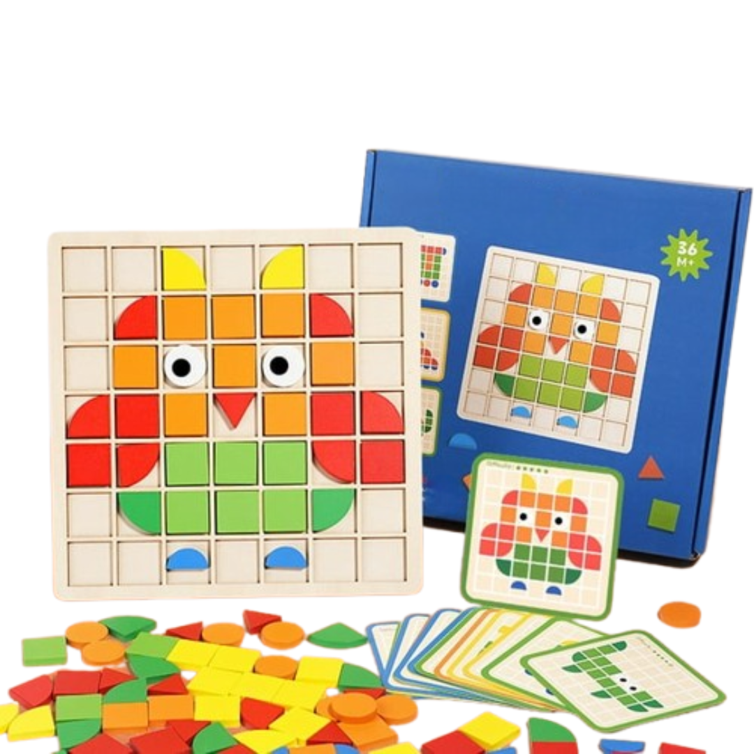PatternPlay edukacyjna drewniana układanka z kształtami dla dzieci w wieku od 3 lat