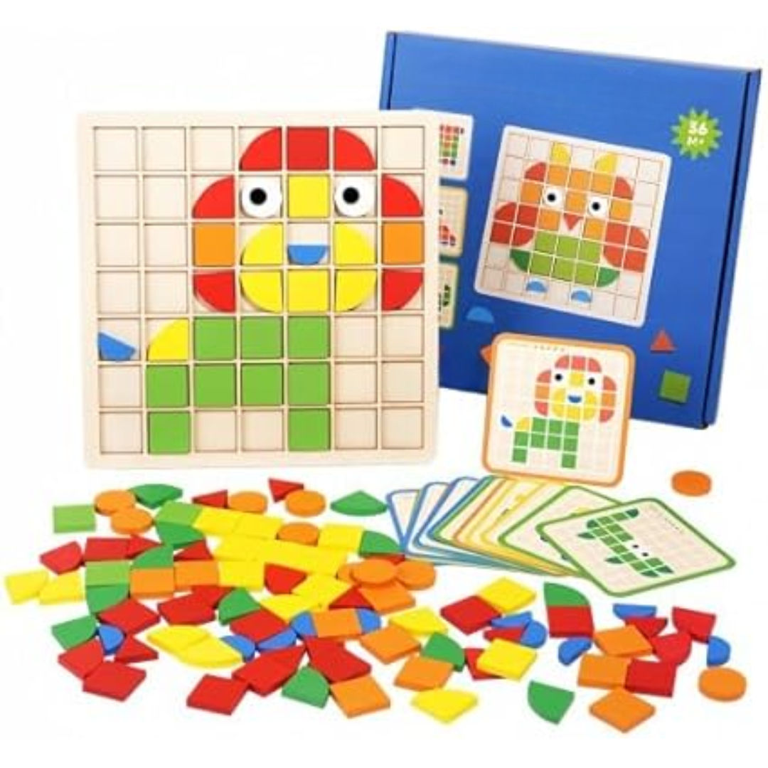 PatternPlay edukacyjna drewniana układanka z kształtami dla dzieci w wieku od 3 lat