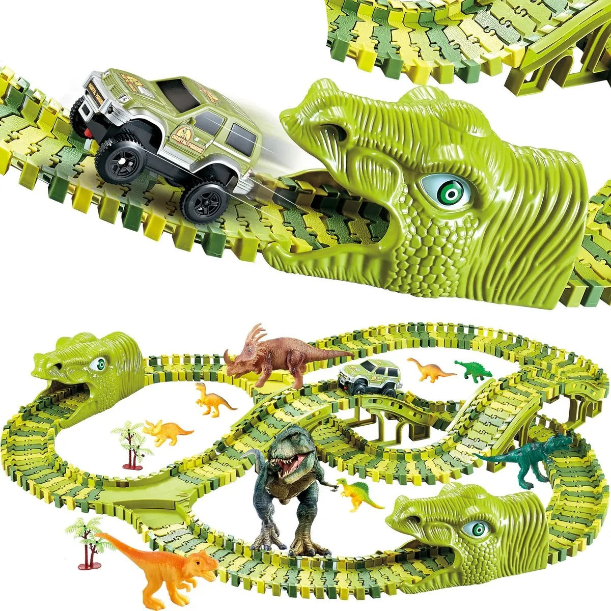 DinoRace - Zestaw do zabawy z torem wyścigowym dinozaurów jurajskich