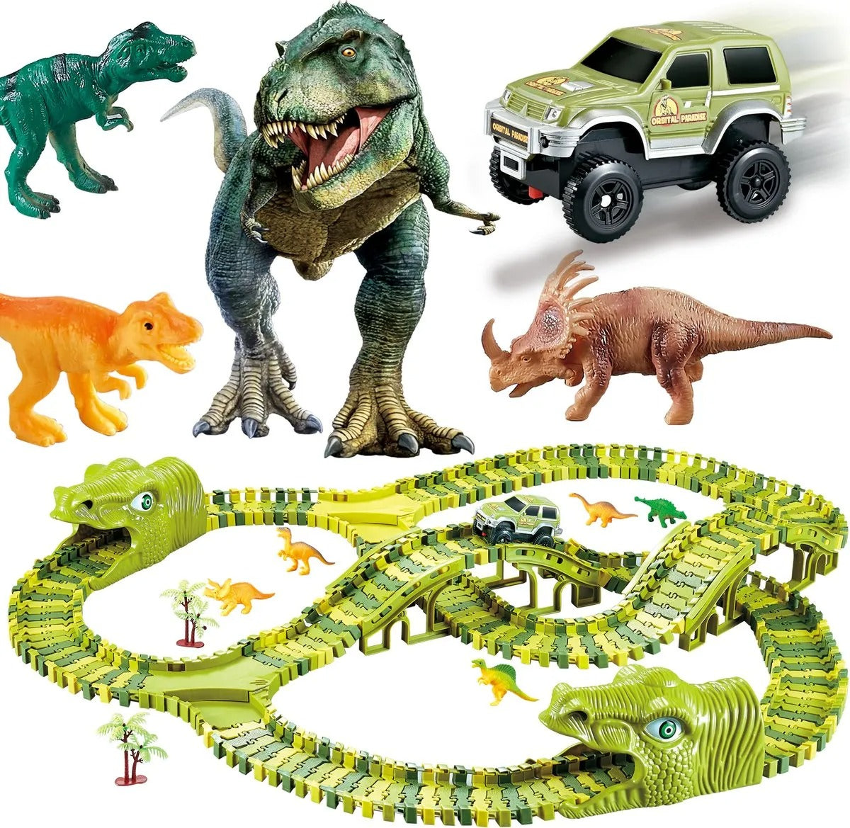 DinoRace - Zestaw do zabawy z torem wyścigowym dinozaurów jurajskich