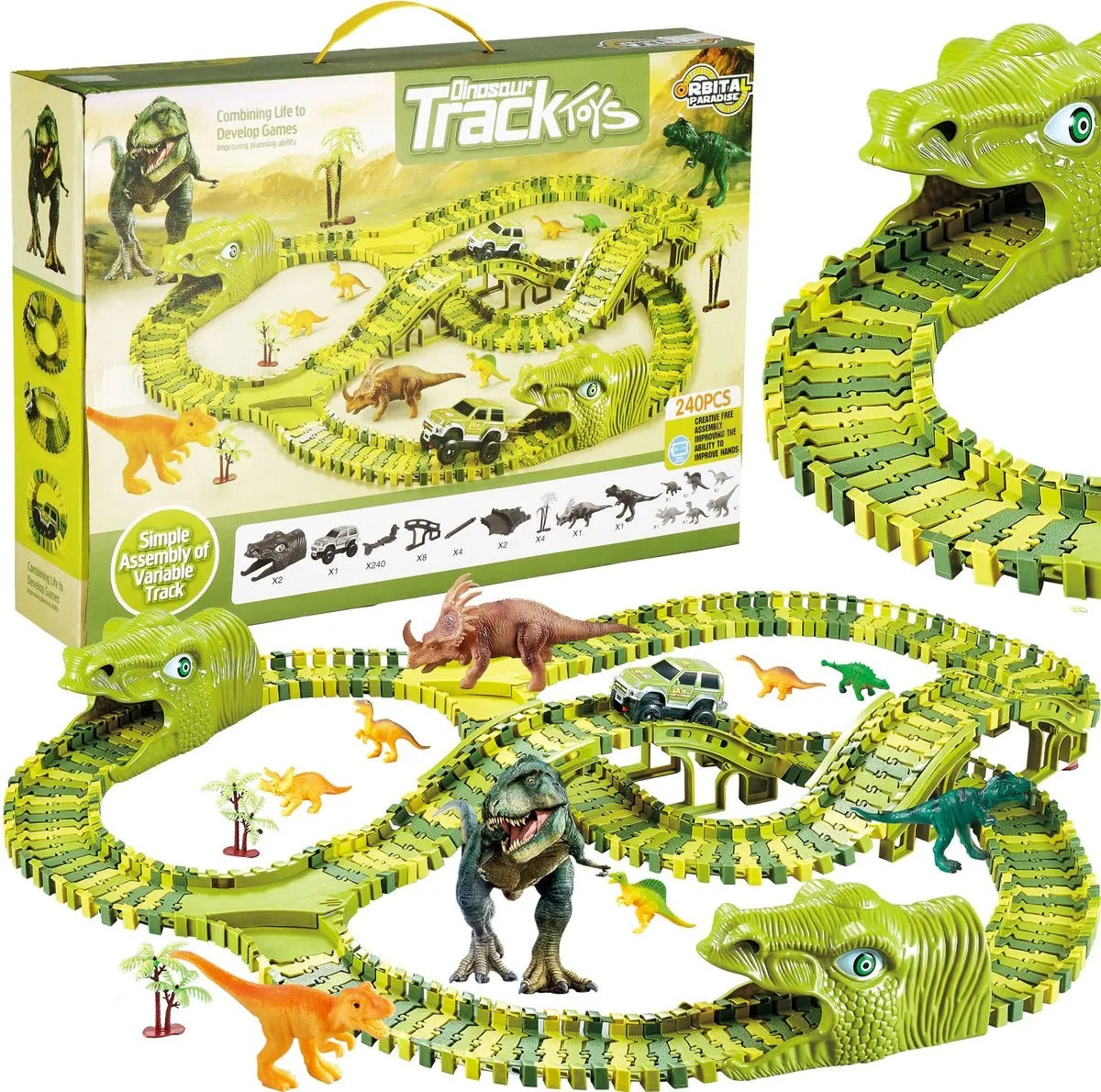 DinoRace - Zestaw do zabawy z torem wyścigowym dinozaurów jurajskich