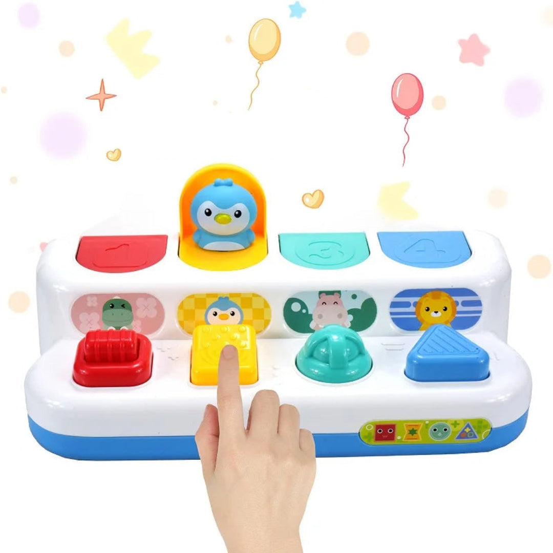 PopPress – sensoryczna gra planszowa z przyciskami do naciskania i klikania – dla dzieci od 6 miesięcy