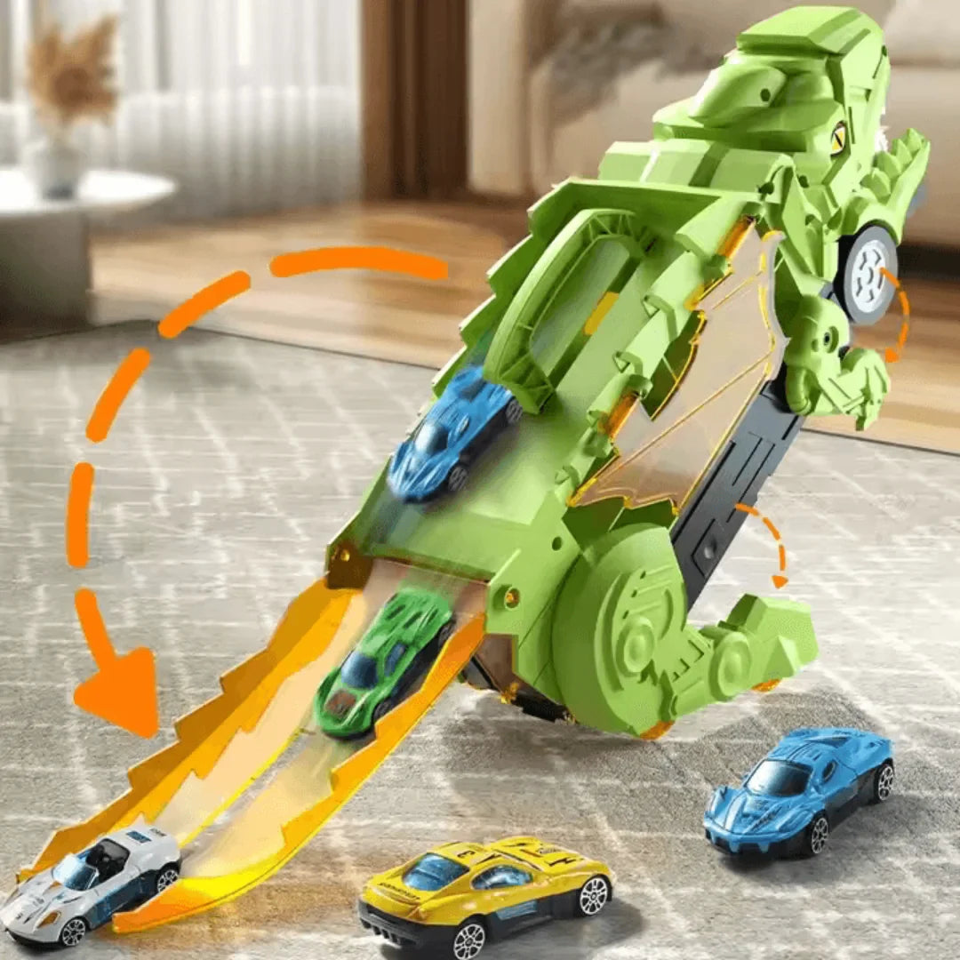 Dino Drive– Samochodzik-zabawka w kształcie dinozaura dla dzieci w wieku 3+ lat – interaktywna zabawa i nauka