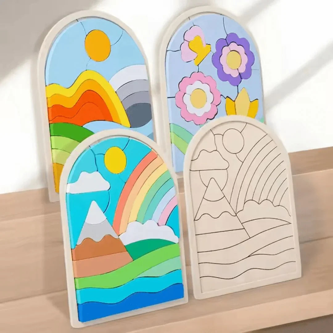 RainbowNets– Drewniane klocki-puzzle dla dzieci w wieku 3+ lat – rozwijają kreatywność