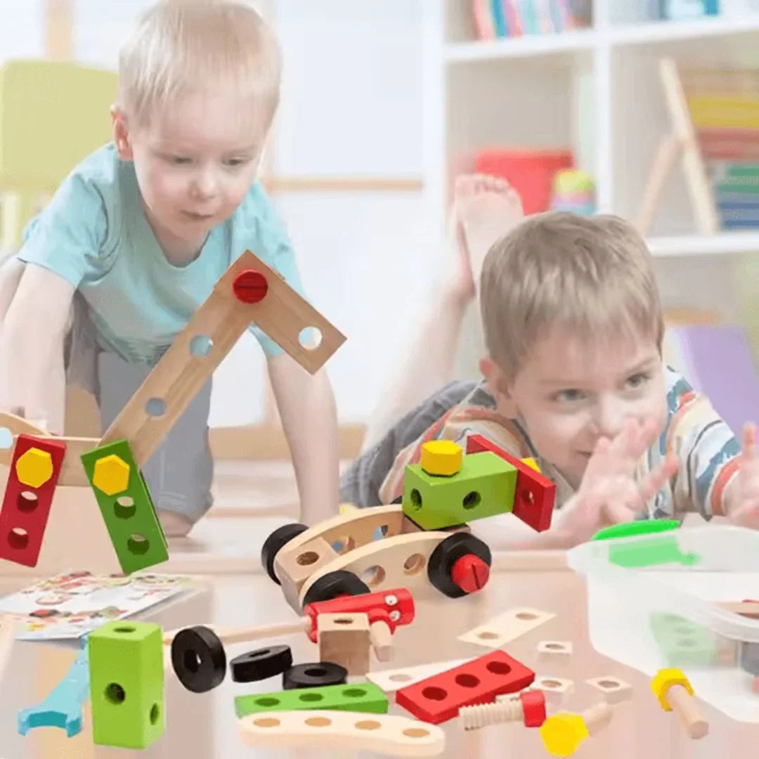 CraftieNest™ – Drewniana skrzynka na narzędzia dla dzieci w wieku 3+ lat – stymuluje kreatywność i rozwija motorykę małą