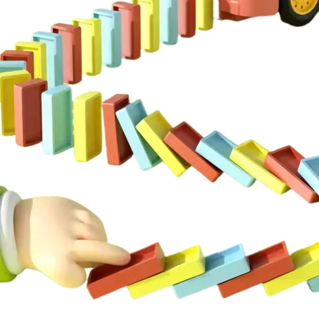 DominoTrack– Automatyczny pociąg domino z kolorowymi klockami