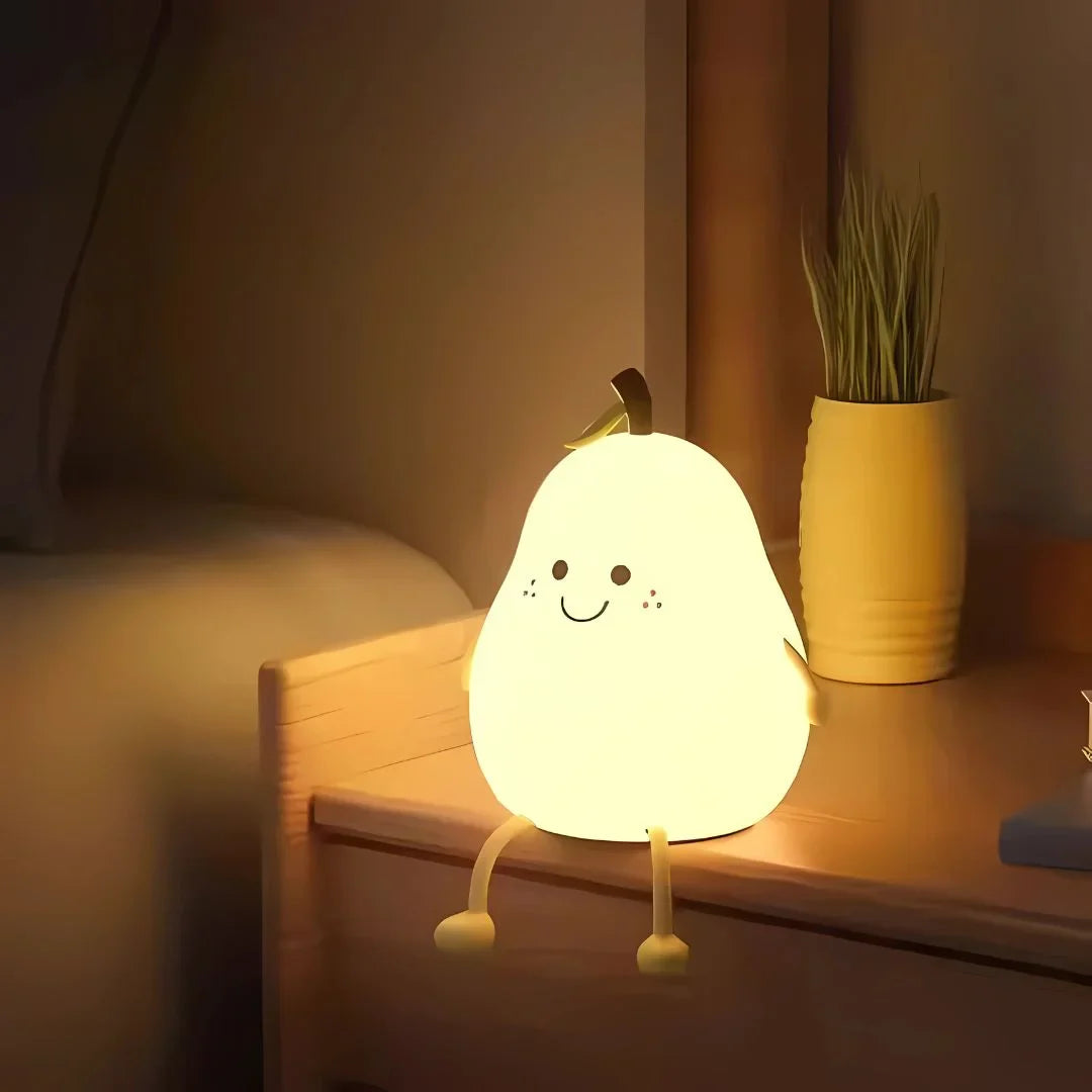 PearGlow | Miękka lampka nocna w kształcie gruszki dla dzieci w wieku 3+