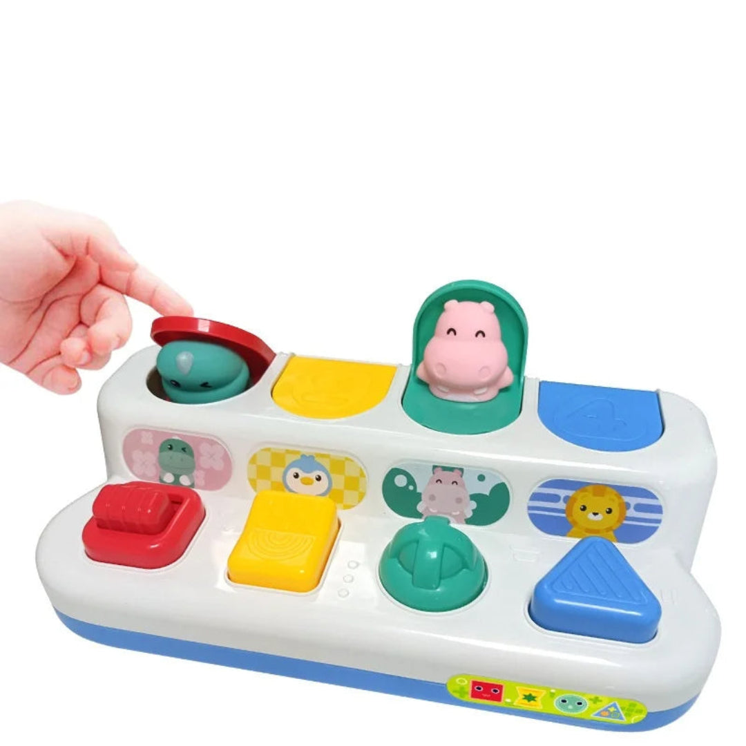 PopPress – sensoryczna gra planszowa z przyciskami do naciskania i klikania – dla dzieci od 6 miesięcy
