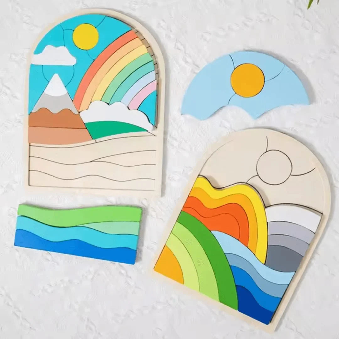RainbowNets– Drewniane klocki-puzzle dla dzieci w wieku 3+ lat – rozwijają kreatywność
