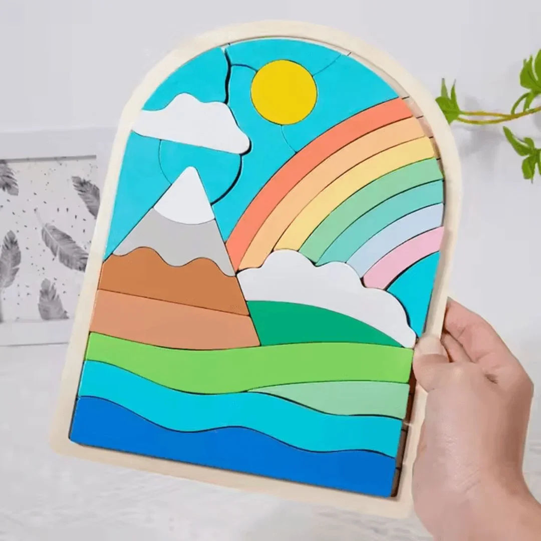 RainbowNets– Drewniane klocki-puzzle dla dzieci w wieku 3+ lat – rozwijają kreatywność