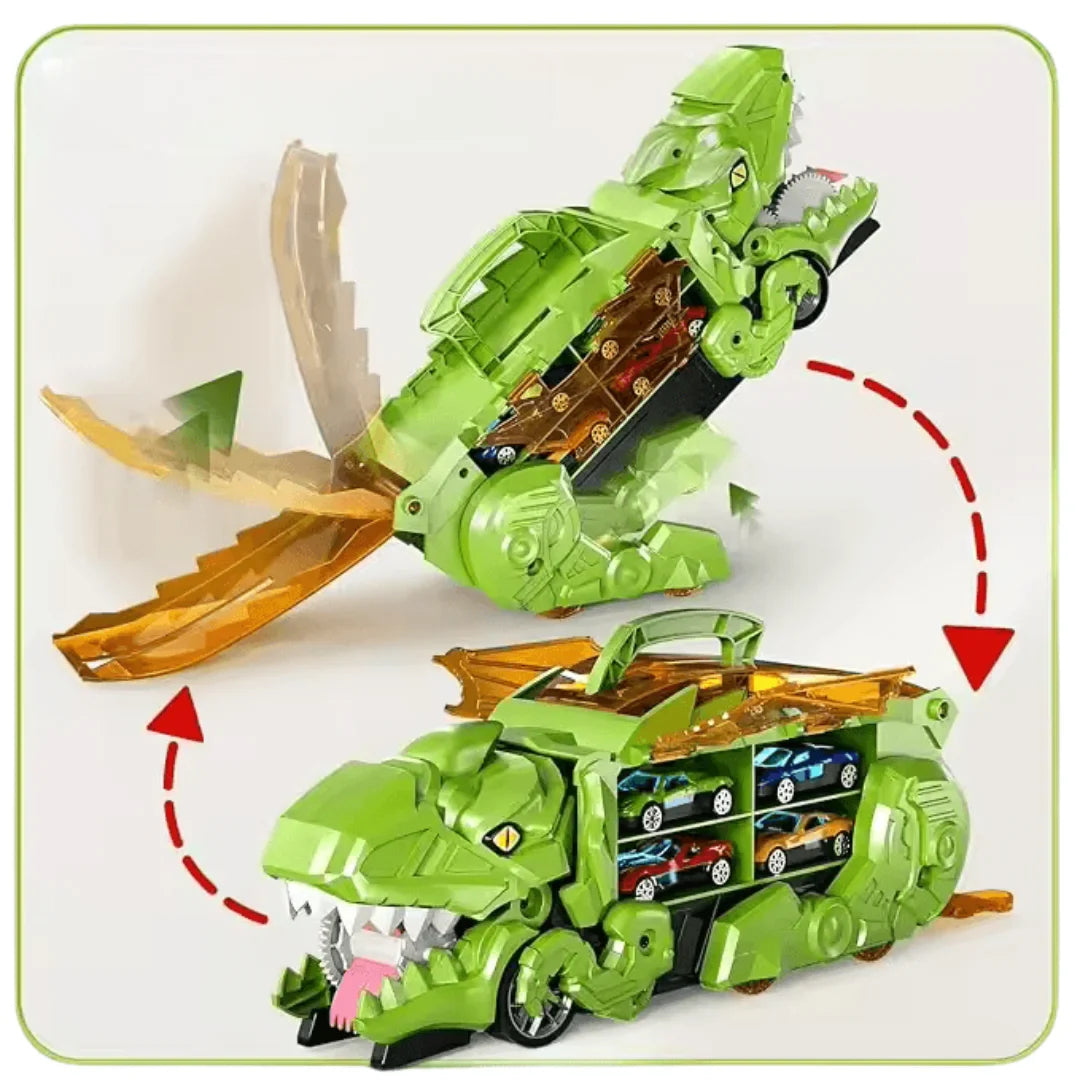 Dino Drive– Samochodzik-zabawka w kształcie dinozaura dla dzieci w wieku 3+ lat – interaktywna zabawa i nauka