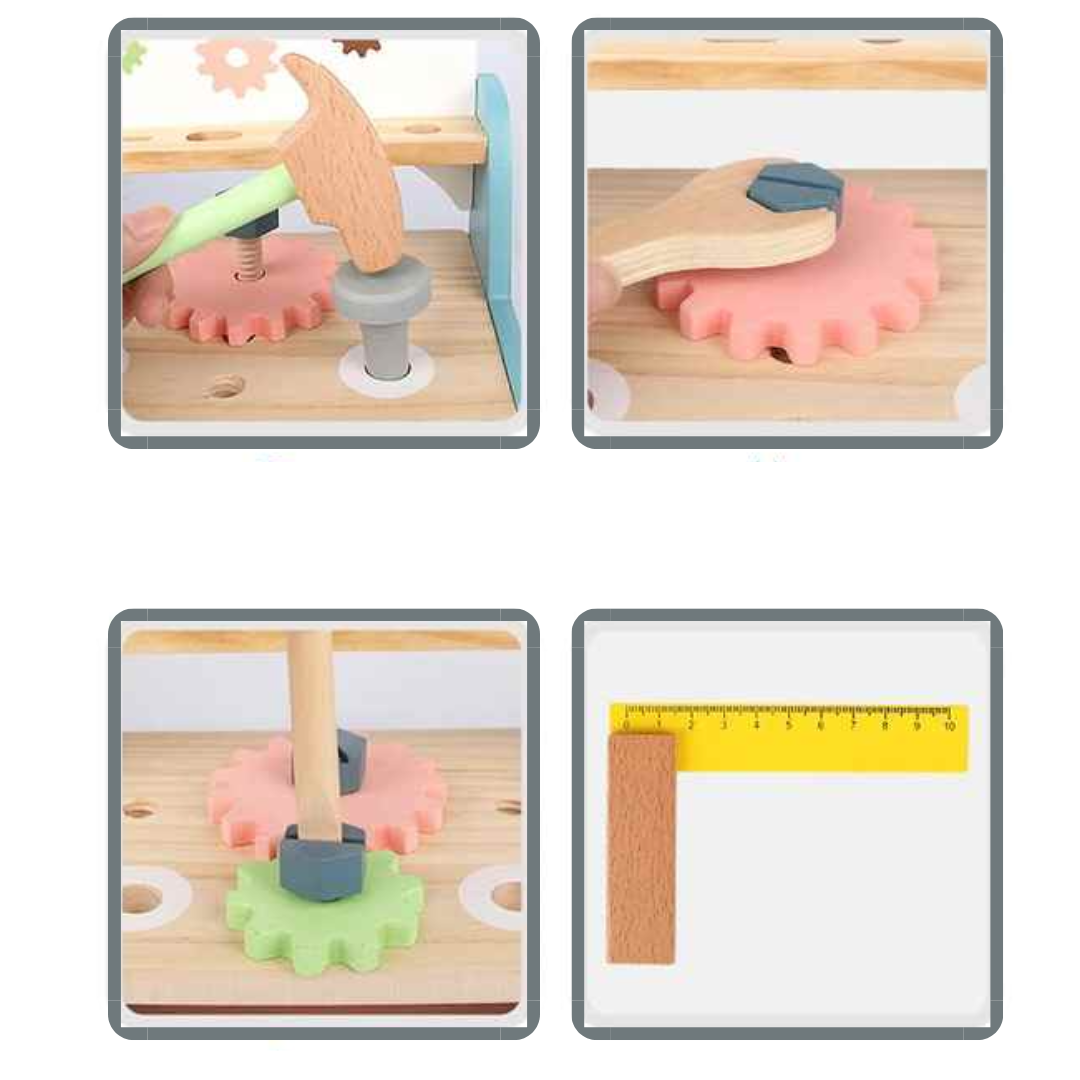 ToolTops – Drewniany stół warsztatowy dla dzieci – Budowanie i zabawa – Wiek 6+