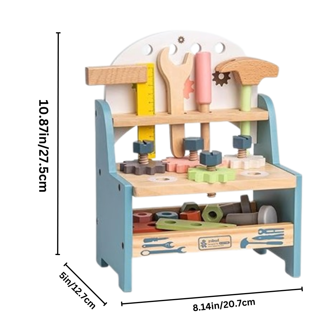 ToolTops – Drewniany stół warsztatowy dla dzieci – Budowanie i zabawa – Wiek 6+