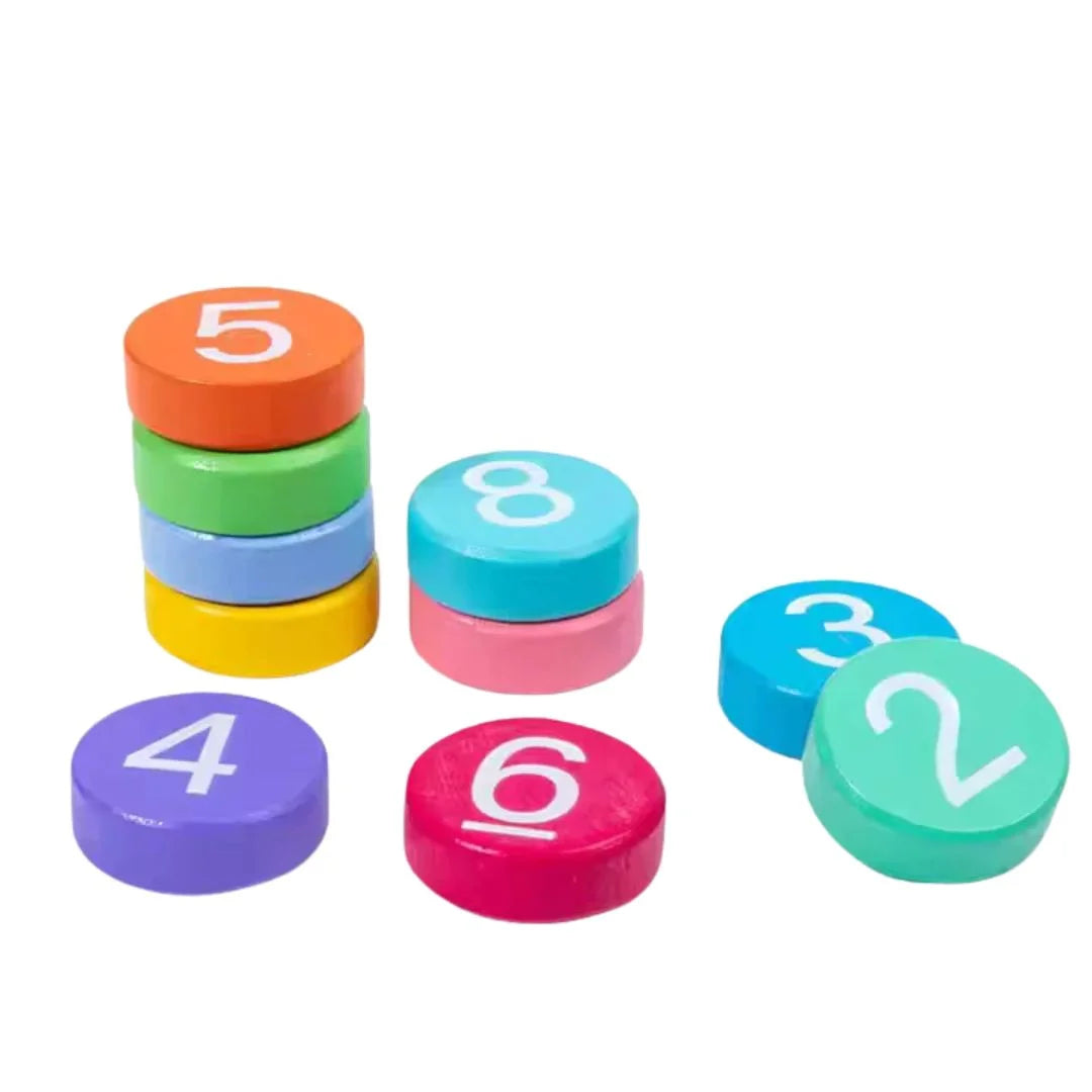 Drewniane żetony do liczenia i arytmetyki CountCaps – Montessori Learning – od 4 lat