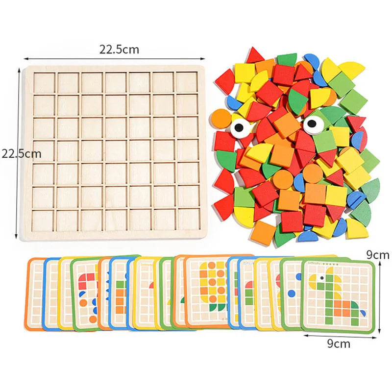 PatternPlay edukacyjna drewniana układanka z kształtami dla dzieci w wieku od 3 lat