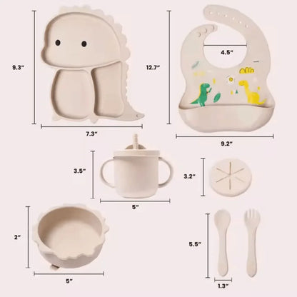 DinoDelight – Zestaw silikonowych sztućców dla dzieci w wieku 3+ lat – Wspiera bezpieczne i przyjemne jedzenie