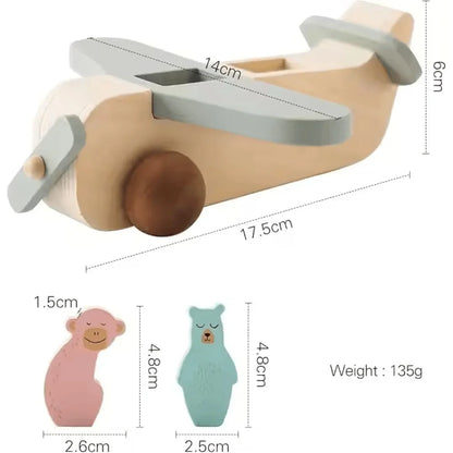 SkyCraft– Drewniana zabawka Montessori w kształcie samolotu dla dzieci w wieku 3+ lat – rozwija kreatywność i sprawność motoryczną
