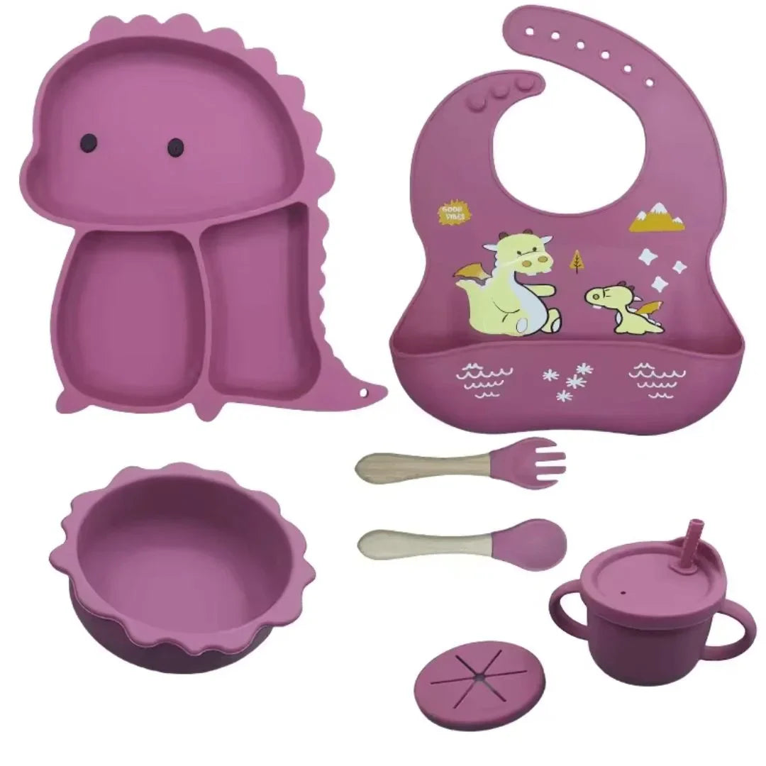 DinoDelight – Zestaw silikonowych sztućców dla dzieci w wieku 3+ lat – Wspiera bezpieczne i przyjemne jedzenie