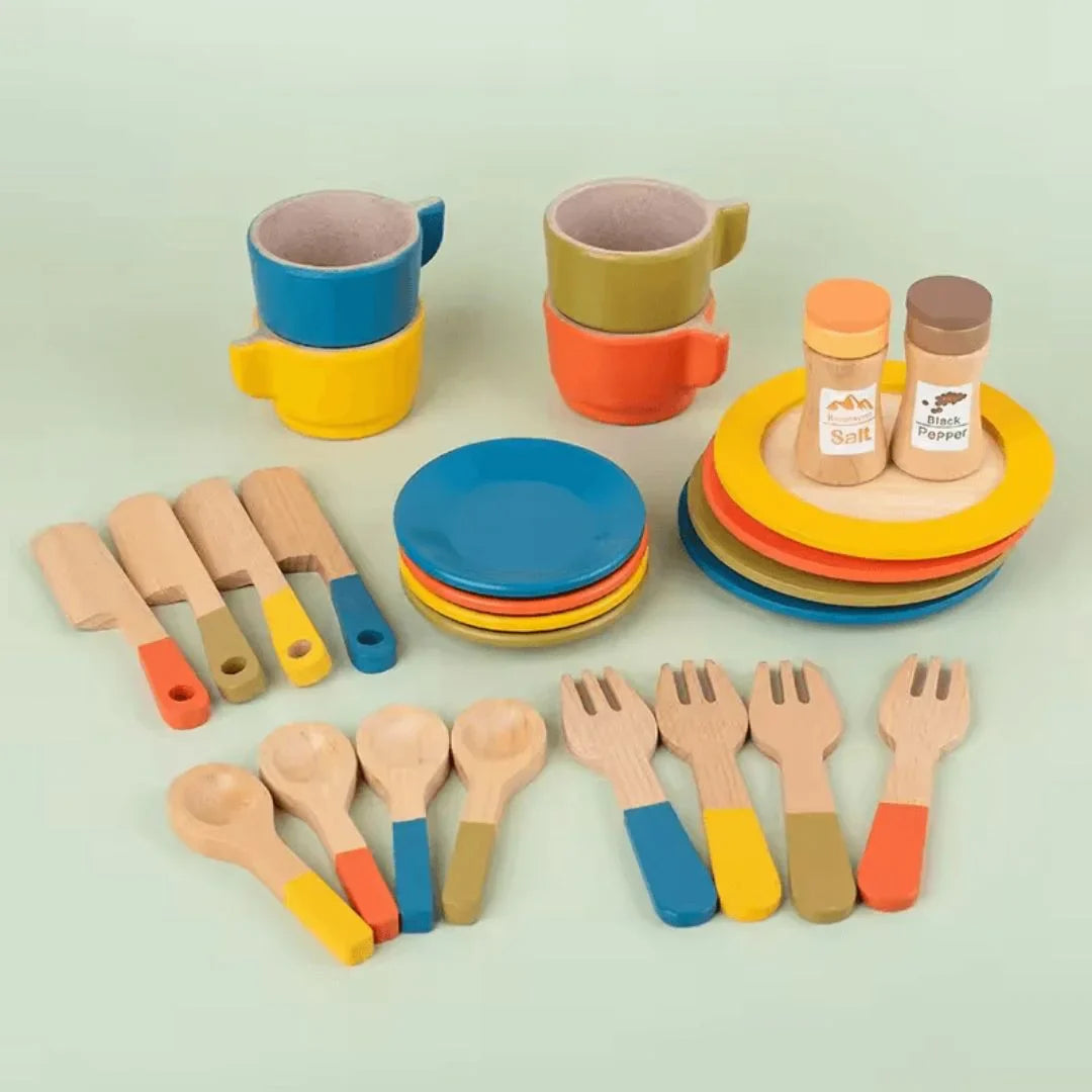 Tiny Chef – Drewniany zestaw kuchenny dla dzieci w wieku 3+ lat – zachęca do kreatywnej zabawy
