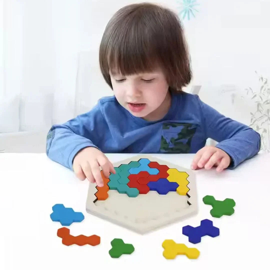 HexoCraft – Drewniana układanka sześciokątna dla dzieci w wieku 4+