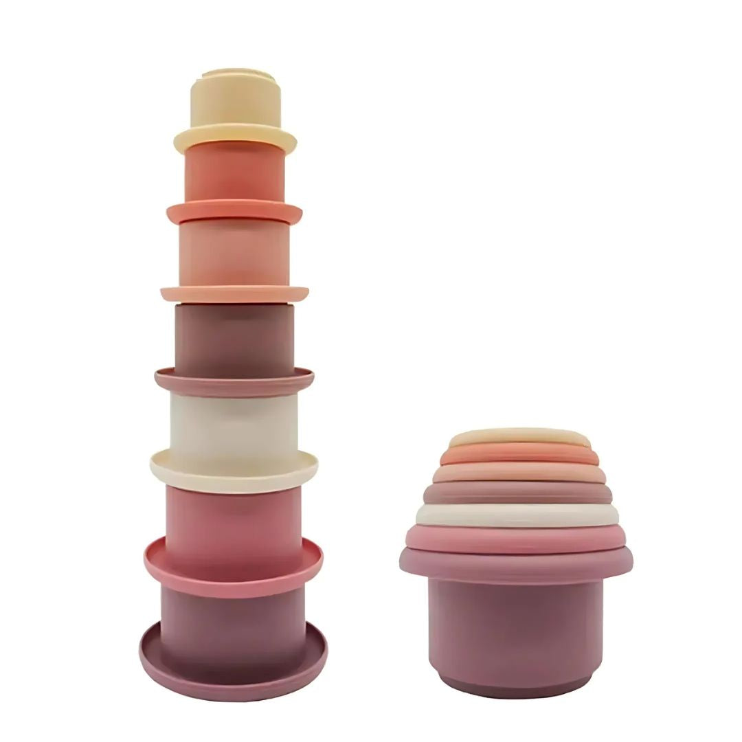 NestieCups – Montessori – Kubeczki do układania w stosy dla dzieci od 1 roku życia – wspomagają rozwój małej motoryki i wczesnej orientacji przestrzennej
