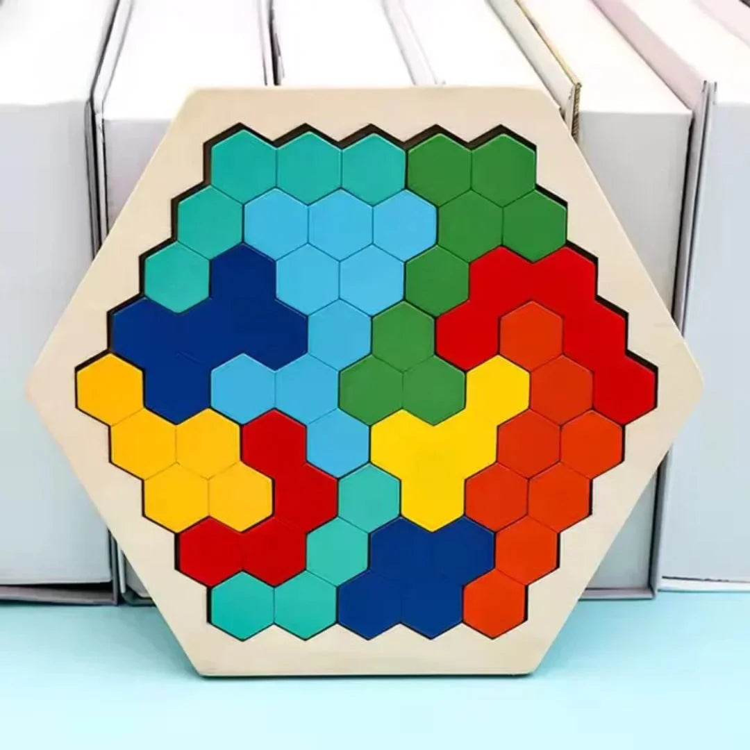 HexoCraft – Drewniana układanka sześciokątna dla dzieci w wieku 4+