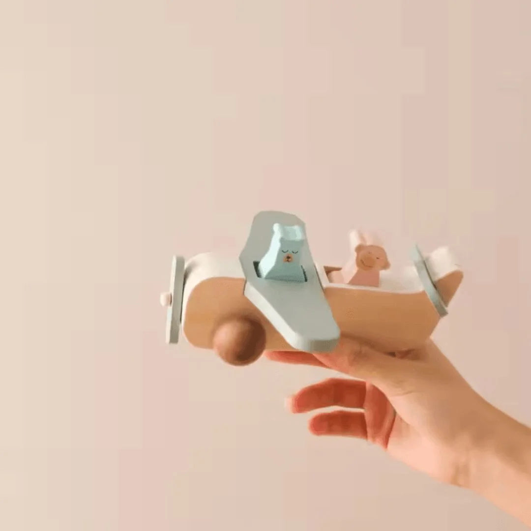 SkyCraft– Drewniana zabawka Montessori w kształcie samolotu dla dzieci w wieku 3+ lat – rozwija kreatywność i sprawność motoryczną