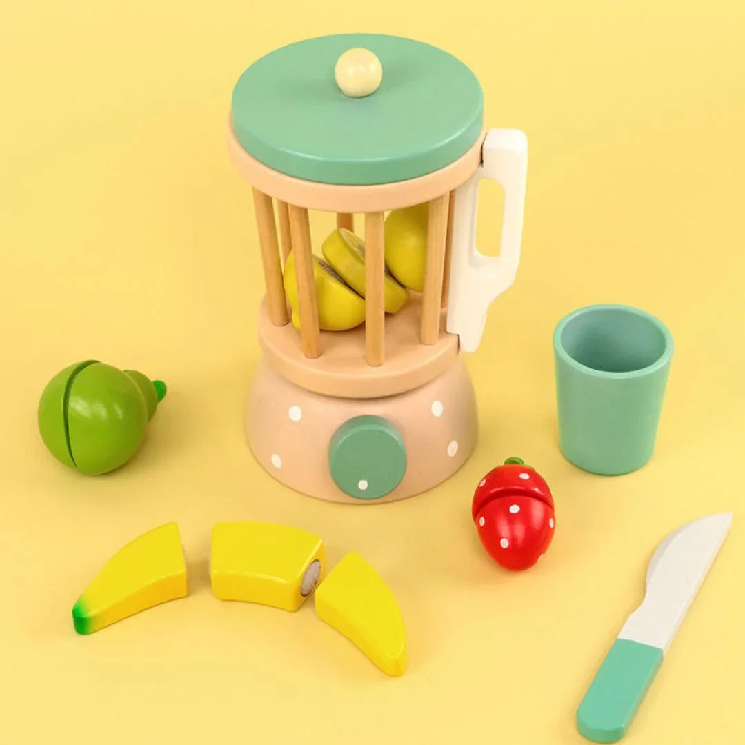 FruitWhirl – drewniana zabawka-blender Montessori dla dzieci w wieku 3+ lat – zachęca do zdrowej, kreatywnej zabawy