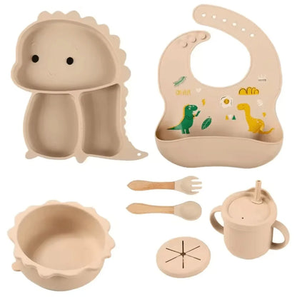 DinoDelight – Zestaw silikonowych sztućców dla dzieci w wieku 3+ lat – Wspiera bezpieczne i przyjemne jedzenie