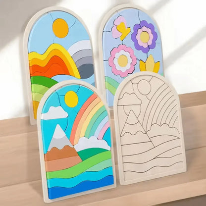 RainbowNets– Drewniane klocki-puzzle dla dzieci w wieku 3+ lat – rozwijają kreatywność