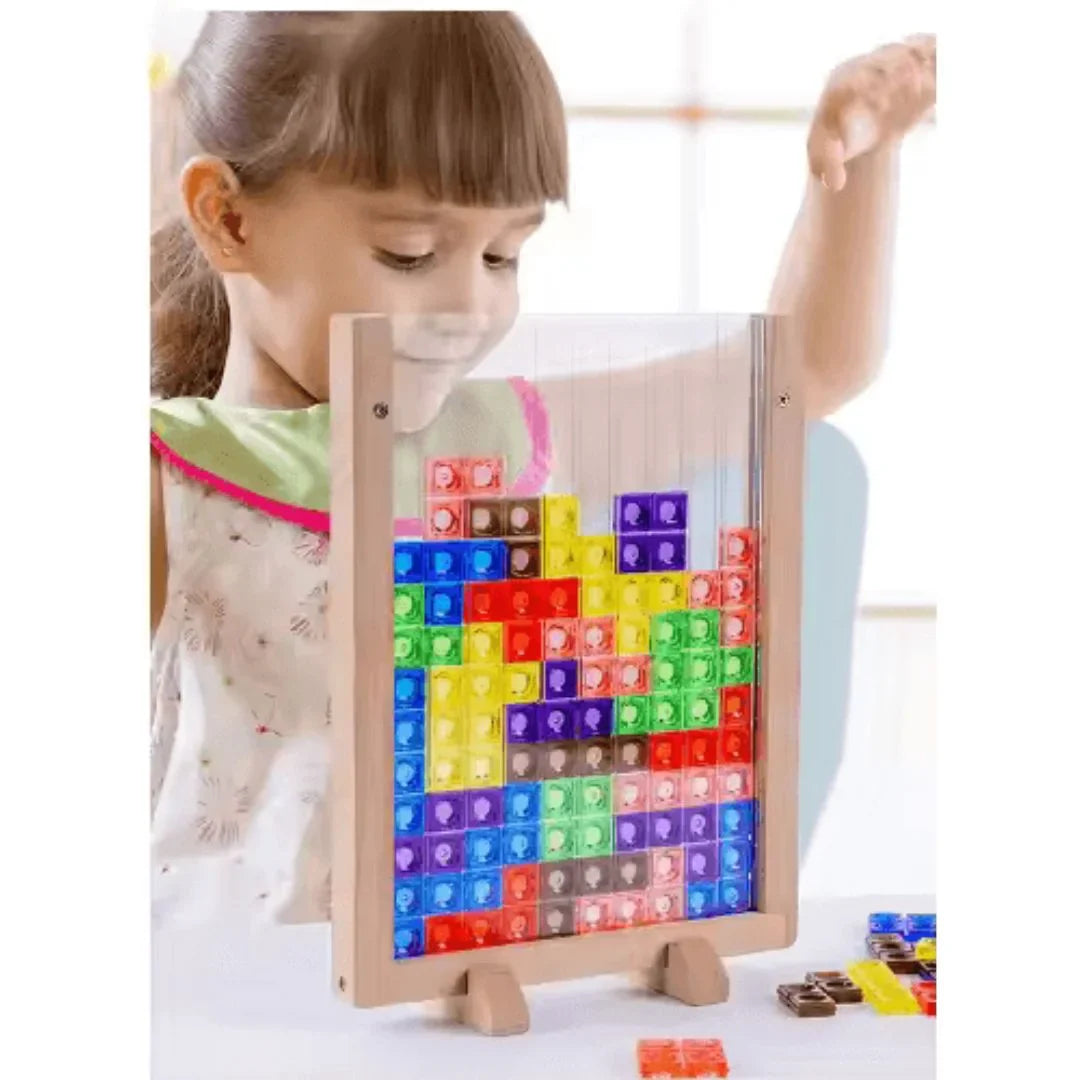 PuzzleNest – Drewniana układanka Tetris 3D dla dzieci w wieku 3+ lat – poprawia orientację przestrzenną
