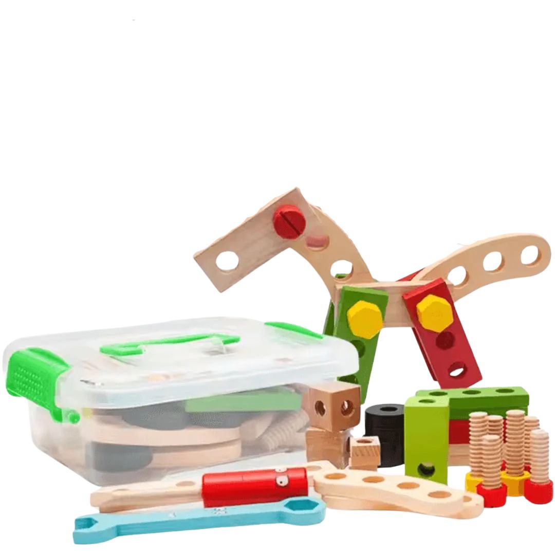 CraftieNest™ – Drewniana skrzynka na narzędzia dla dzieci w wieku 3+ lat – stymuluje kreatywność i rozwija motorykę małą