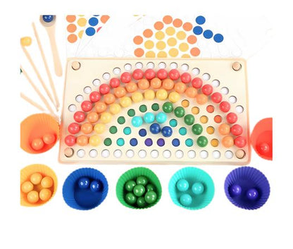Rainbow Match – Drewniana gra do sortowania kolorów dla dzieci w wieku 3+ lat – stymuluje rozpoznawanie kolorów