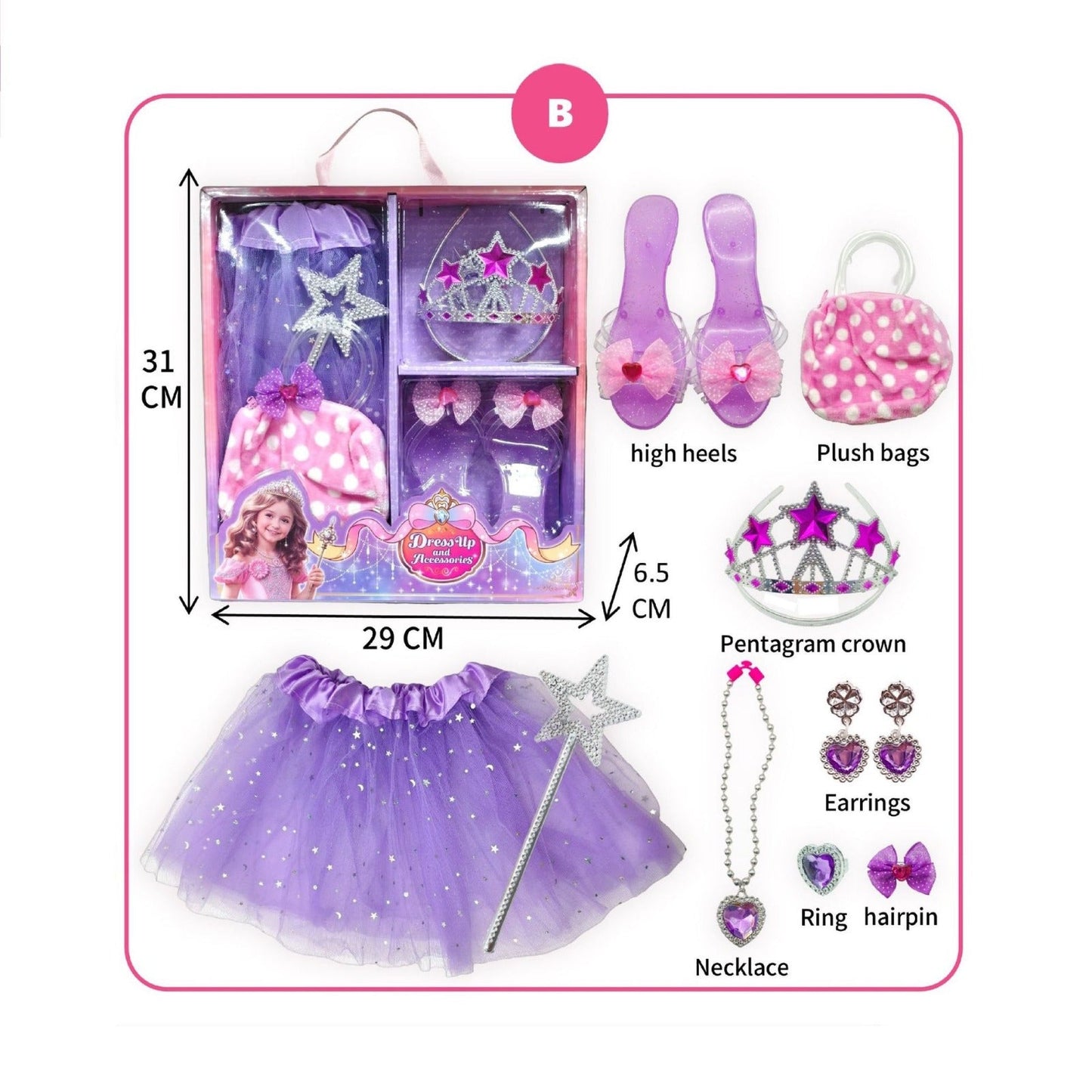 LittlePrincess– Zestaw butów i akcesoriów do przebierania | Tiara, biżuteria, zabawa w odgrywanie ról | Wiek 3–6 lat