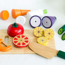 CuttiChop – Drewniany zestaw do krojenia warzyw | Zabawka kuchenna do odgrywania ról | Montessori | Wiek 2–6 lat