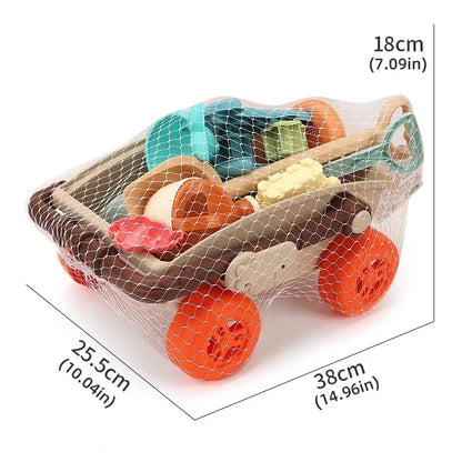 Zestaw zabawek do piasku SandRoller Beach Cart z wiaderkiem, łopatką i kształtami – dla dzieci w wieku 3+!